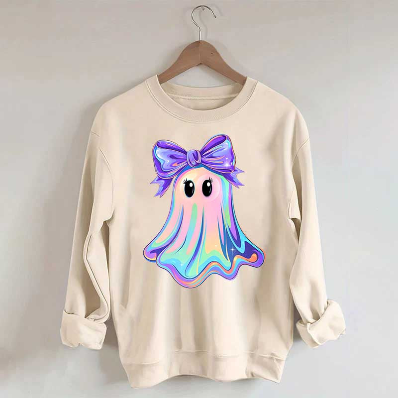 Shimmering  Iridescent Glitter Ghost Sweatshirt