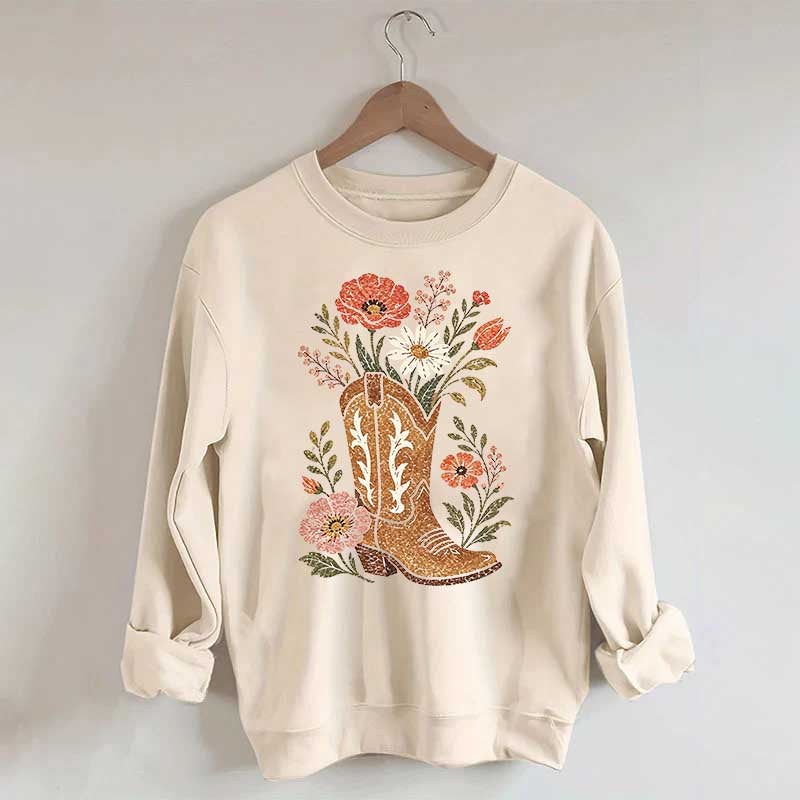 Retro Cowboy Boot Wildflower Sweatshirt