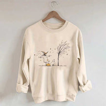 Minimalist Halloween Scarecrow Dog Tree Pumpkin Sweatshirt
