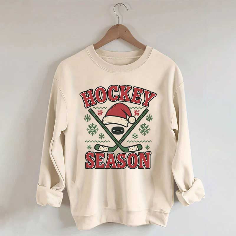 Christmas Hockey Santa Hat Sweatshirt