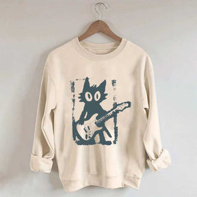 Rock Star Cat Electric Guitar Kitty Sweatshirt