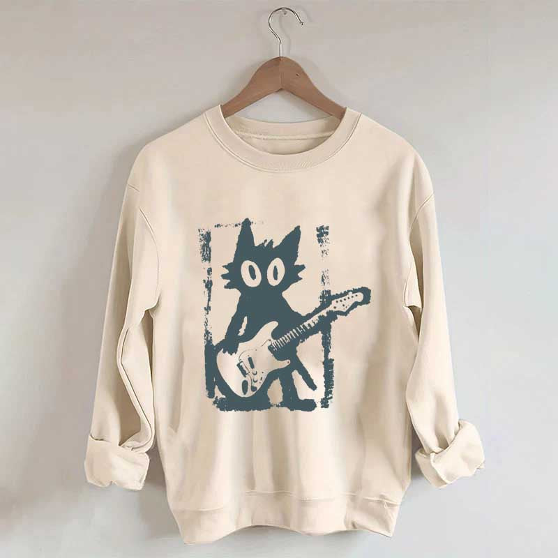 Rock Star Cat Electric Guitar Kitty Sweatshirt