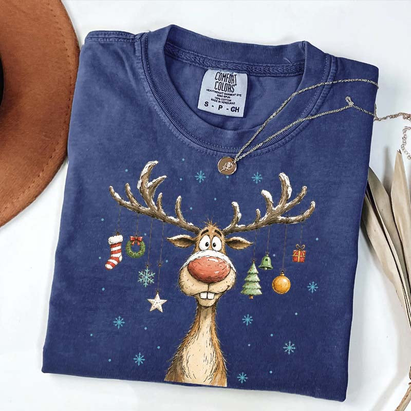 Retro Merry Christmas Retro Reindeer T-Shirt