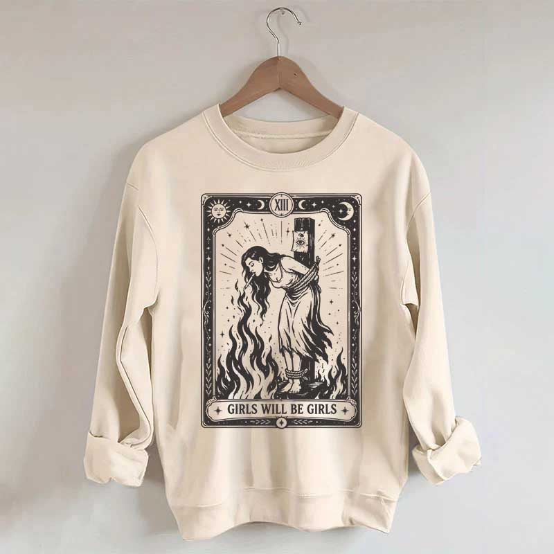 Retro Girls Will Be Girls Witch With Sigarete Sweatshirt
