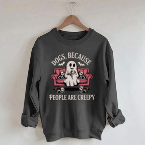 Retro Dogs Because People are Creepy Halloween Sweatshirt