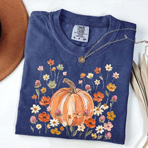 Autumn Floral Wildflower Pumpkin Season T-Shirt