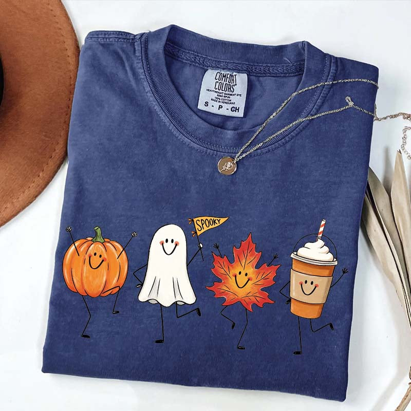 Happy Fall Doodle Smiling Spooky T-Shirt