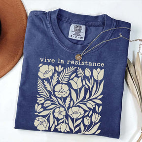 Vive La Resistance Floral Pattern Resist T-Shirt