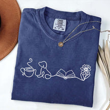 Doodle Books Coffee Dogs Flower T-Shirt