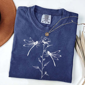Comfort Color Womens Dragonfly Floral T-Shirt