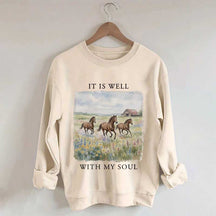It Is Well With My Soul Horses Floral Sweatshirt