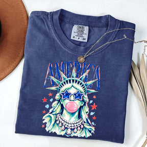 America Statue of Liberty Blowing Bubble Gum T-Shirt