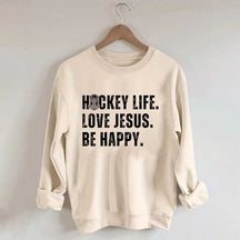 Comfort Colors Hockey Life Love Jesus Sweatshirt