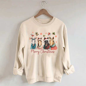 Festive Horse Quartet Christmas Sweatshirt