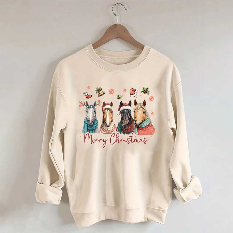Festive Horse Quartet Christmas Sweatshirt