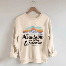 Retro Mountains Are Calling Hiking Camping Sweatshirt
