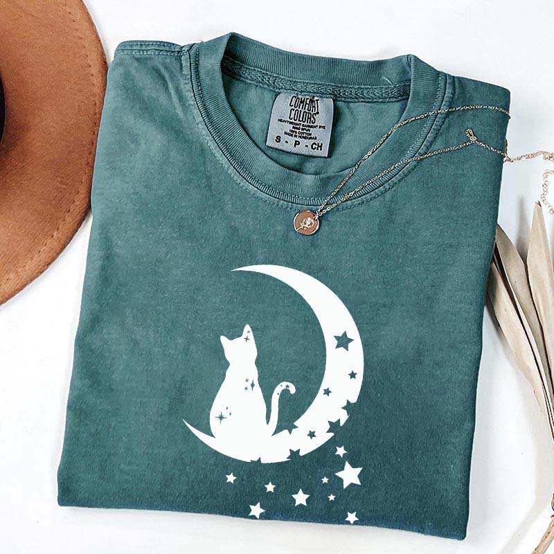 Floral Moon Cat T-Shirt