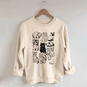 Retro Kitten Graphic Cat Sweatshirt
