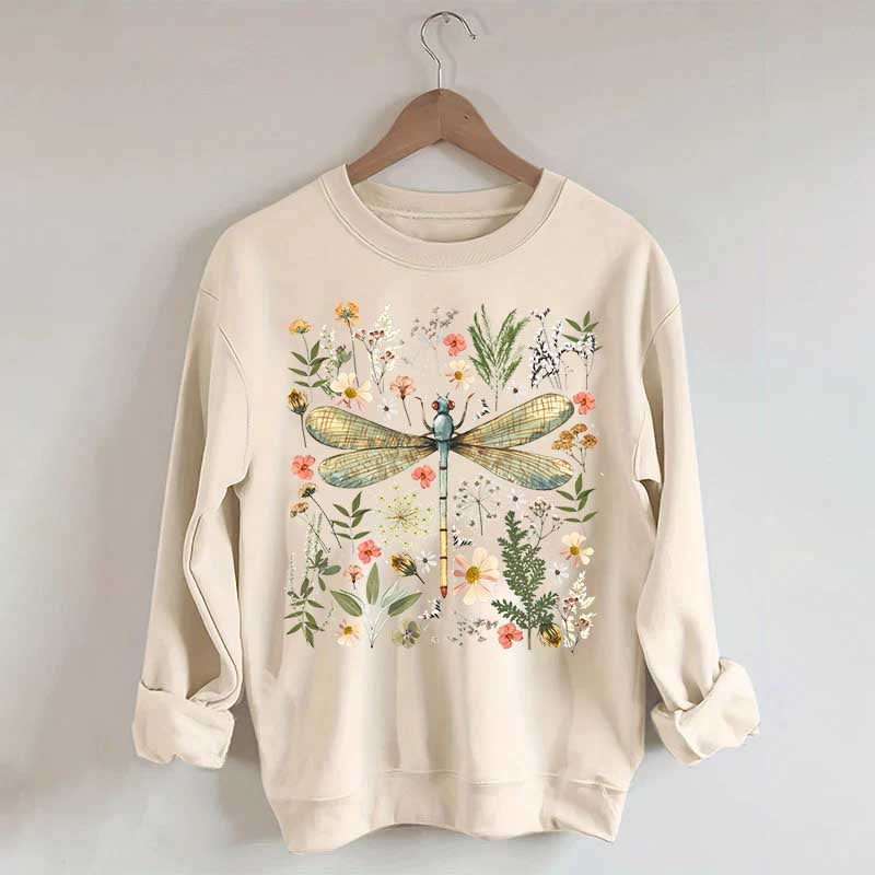 Dragonfly Floral Cottagecore Botanical Retro Sweatshirt