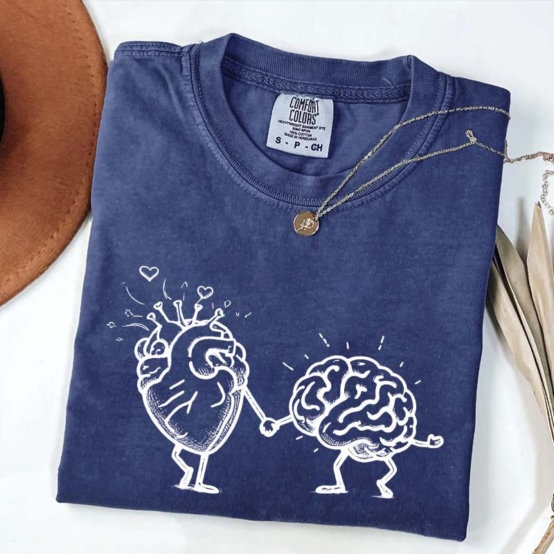 Mental Health Awareness Brain Heart T-Shirt