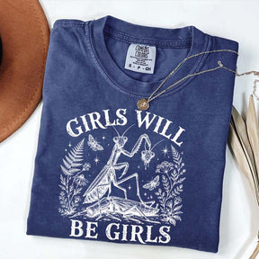 Girls Will Be Girls Praying Mantis Botanical T-Shirt