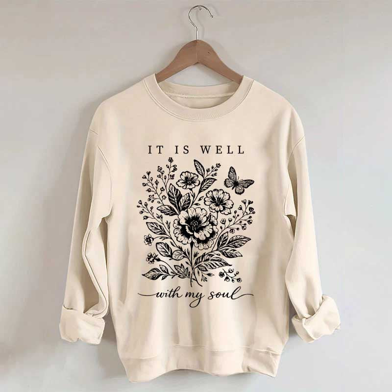 It Is Well With My Soul Floral Butterfly Sweatshirt