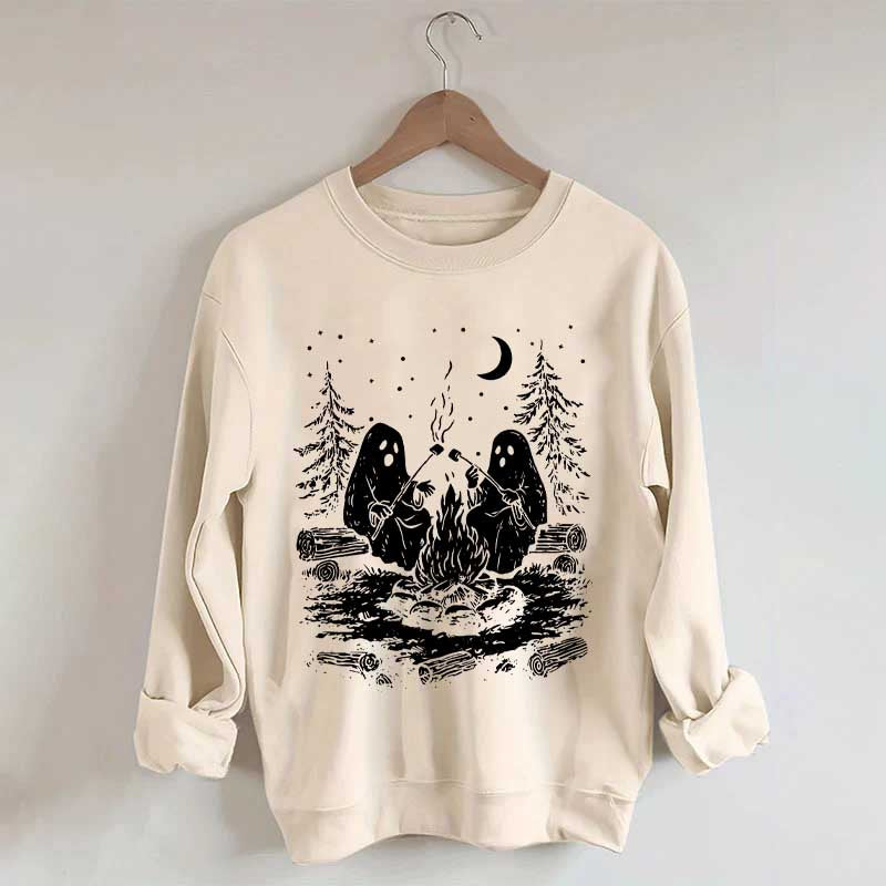 Retro Halloween Ghost Camping Sweatshirt