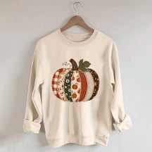 Faux Patchwork Fall Pumpkin Sweatshirt