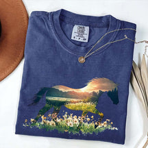 Comfort Colors Floral Horse Lover Cute T-Shirt