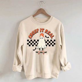 Retro Ghost Creep It Real Halloween Sweatshirt