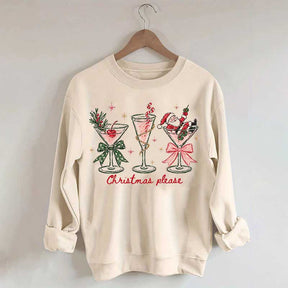 Christmas Please Martini Coquette Holiday Sweatshirt