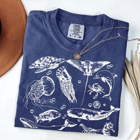 Sea Animals 90s Vintage Style T-Shirt