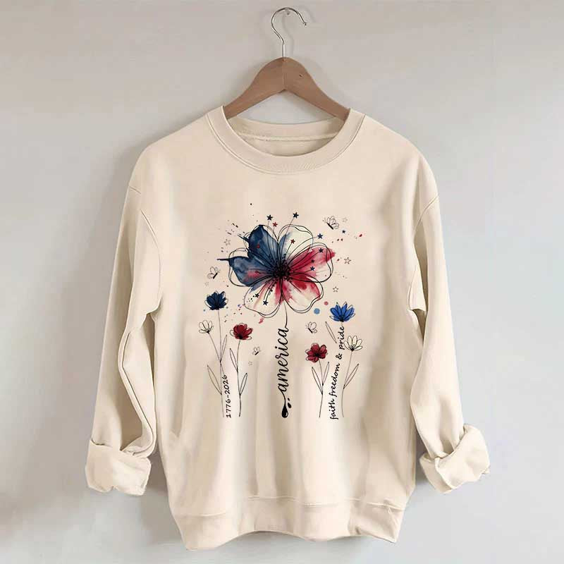 USA 250th Anniversary Floral Sweatshirt