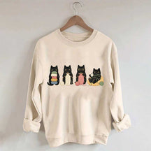 Black Cats Knitting Funny Sweatshirt