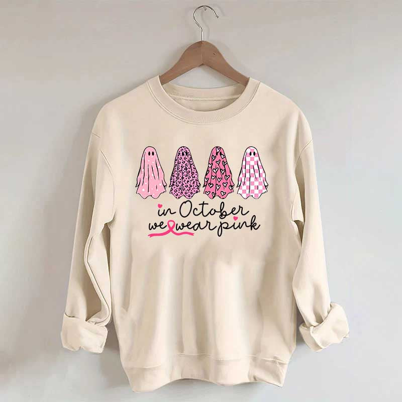 In October We Wear Pink Ghost Cancer Fighter Sweatshirt