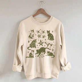 Vintage Cat Star Graphic Sweatshirt