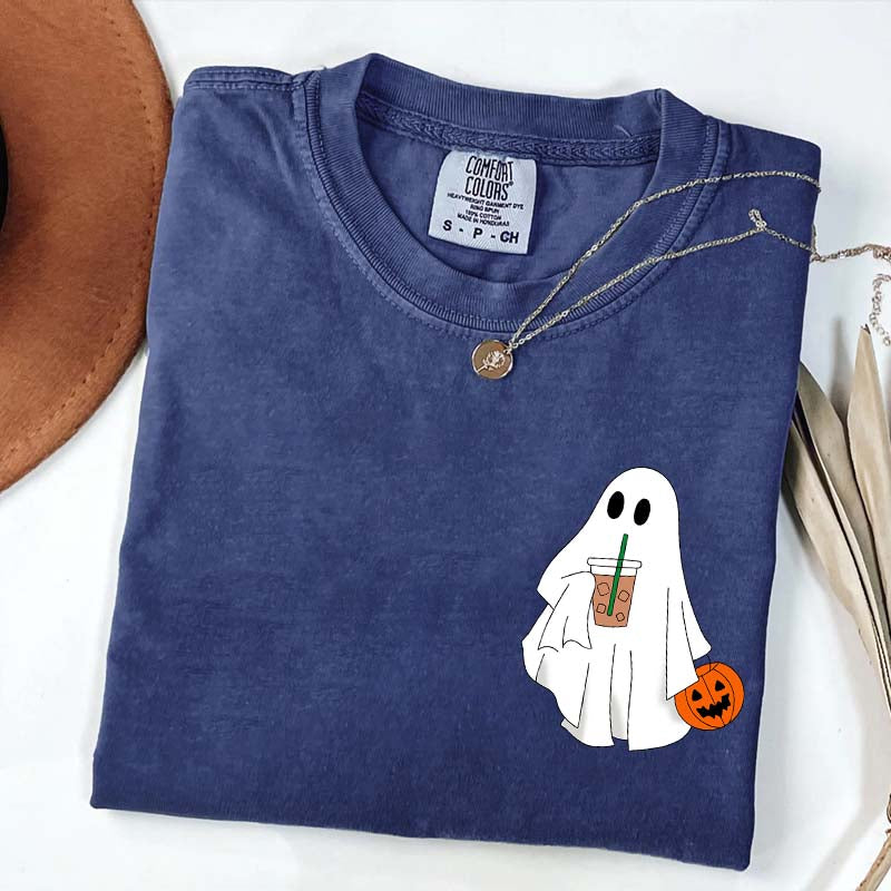Halloween Ghost Iced Coffee Lover T-Shirt
