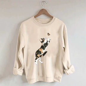 Cute Cat and Butterfly Sweatshirt
