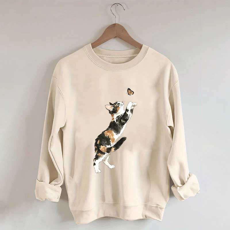 Cute Cat and Butterfly Sweatshirt