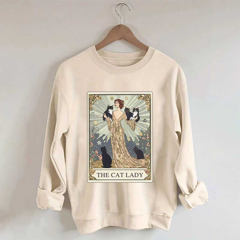 Cat Lady Tarot Card Vintage Sweatshirt