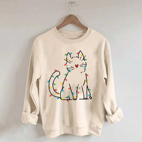 Cat Christmas Lights Sweatshirt