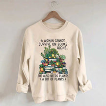 Books Plants Women Sweatshirt