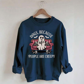 Retro Dogs Because People are Creepy Halloween Sweatshirt