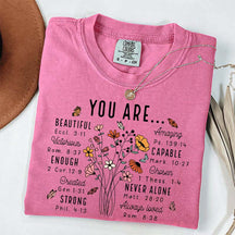 YOU ARE Inspirational Floral Beautiful Capable Strong T-Shirt