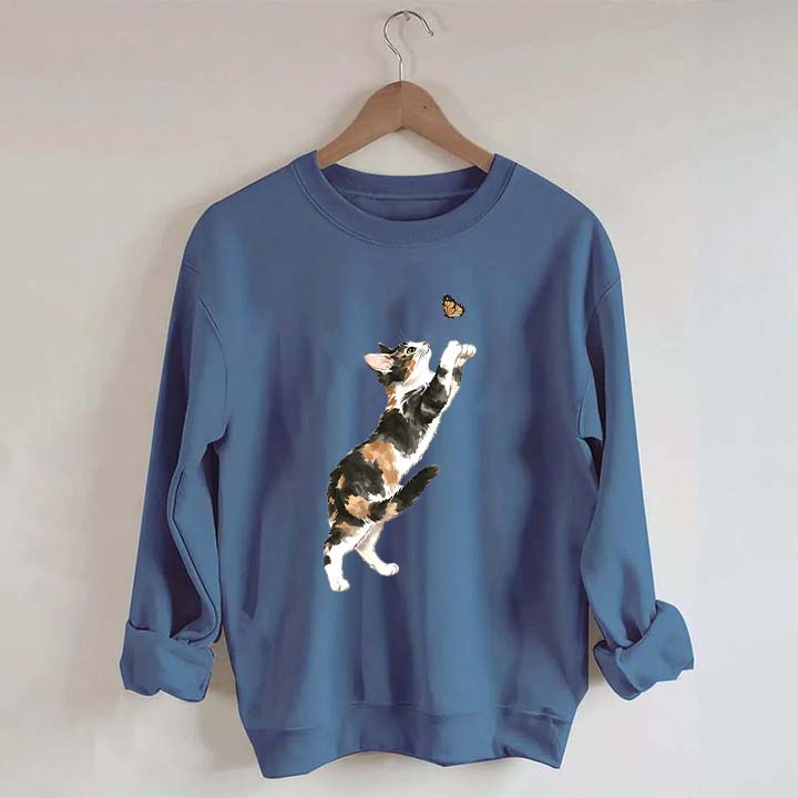 Cute Cat and Butterfly Sweatshirt