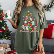 Merry And Caffeinated Christmas Tree T-Shirt