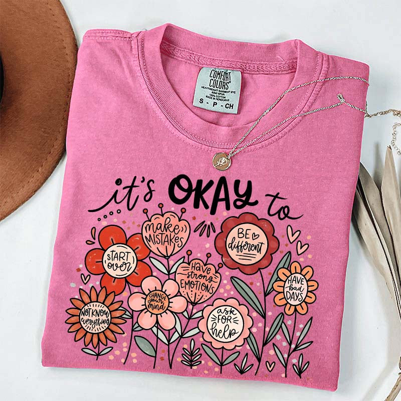 It's Okay Floral Mental Health T-Shirt