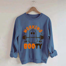 Working On My Booty Halloween Ghost Gym Sweatshirt