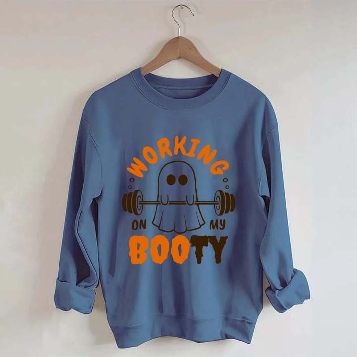 Working On My Booty Halloween Ghost Gym Sweatshirt
