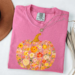 Flowers Pumpkin Comfort Colors T-Shirt
